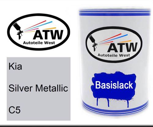 Kia, Silver Metallic, C5: 500ml Lackdose, von ATW Autoteile West.